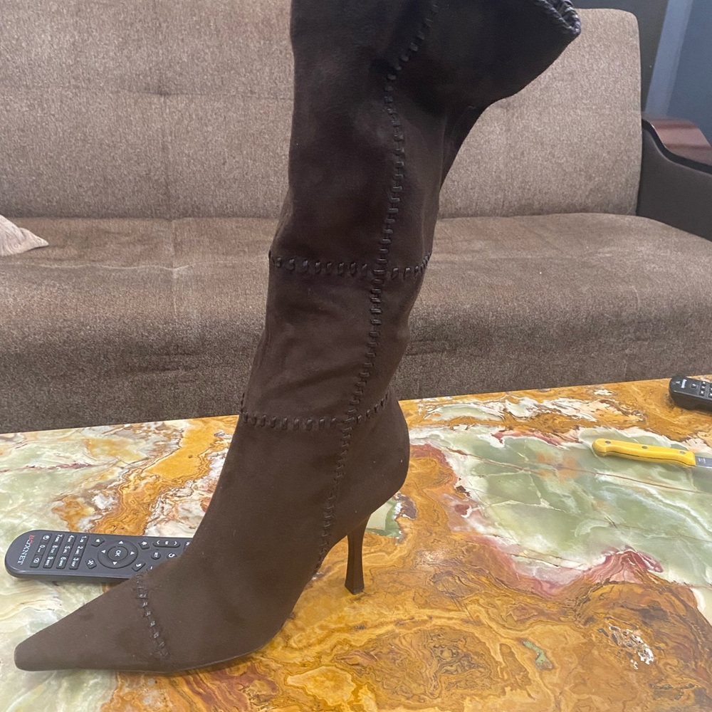 BCBGirls Suede Dark Brown Heeled Boots